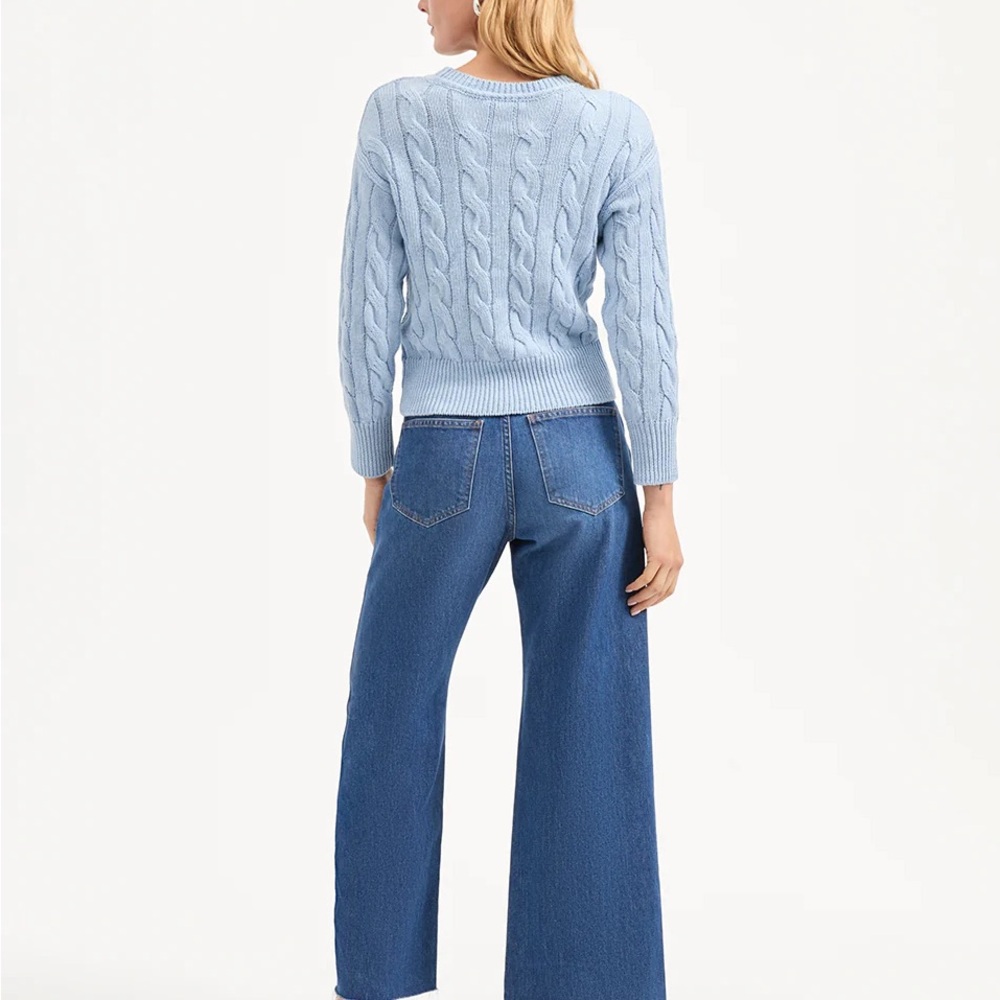 NWT Veronica Beard Eleanor Sky Blue Cable Knit Sweater - Picture 2 of 3